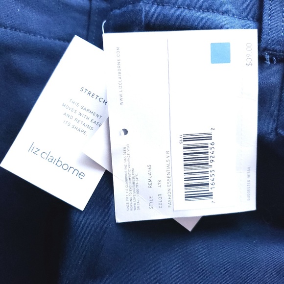 Liz Claiborne Women Pant Cropped Stretch Michaela Size 10 (32x23) - NWT - Picture 5 of 6